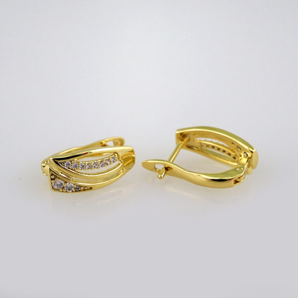 Women Earrings/ Aretes Dama/  Zircon Stone/  14k Real Color// E543 - Image 2