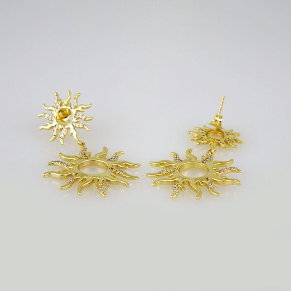 Women Earrings/ Aretes Dama/  Zircon Stone/  14k Real Color/ Sol// E546