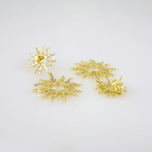 Women Earrings/ Aretes Dama/  Zircon Stone/  14k Real Color/ Sol// E546 - Image 2