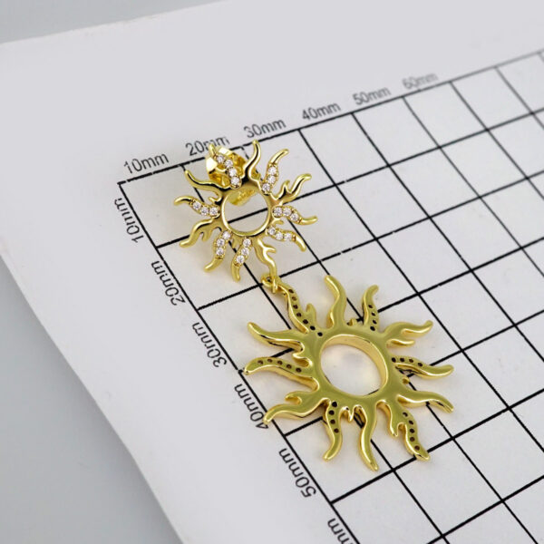 Women Earrings/ Aretes Dama/  Zircon Stone/  14k Real Color/ Sol// E546 - Image 3