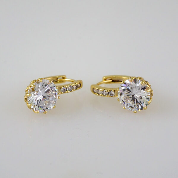 Women Earrings/ Aretes Dama/  Zircon Stone/  14k Real Color// E561