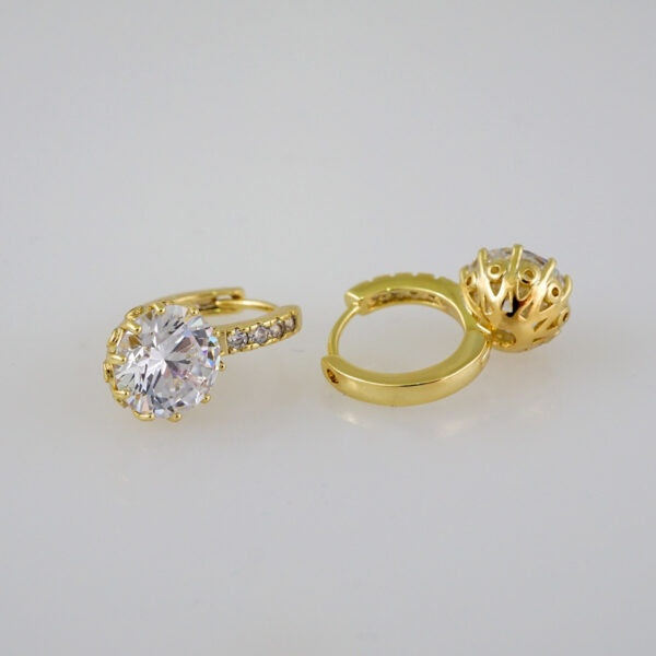 Women Earrings/ Aretes Dama/  Zircon Stone/  14k Real Color// E561