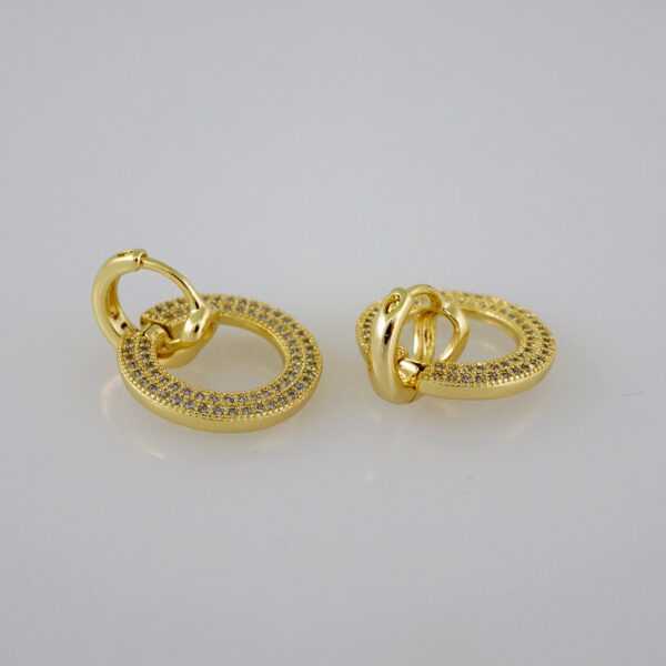 Women Earrings/ Aretes Dama/  Zircon Stone/  14k Real Color// E562 - Image 2