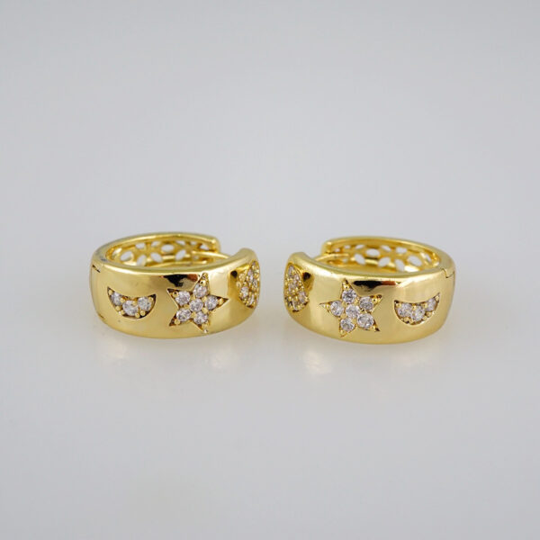 Women Earrings/ Aretes Dama/  Zircon Stone/  14k Real Color// E571