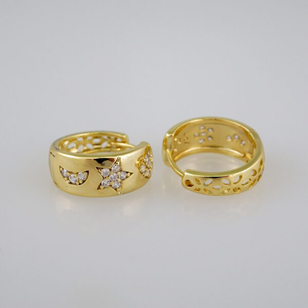 Women Earrings/ Aretes Dama/  Zircon Stone/  14k Real Color// E571 - Image 2