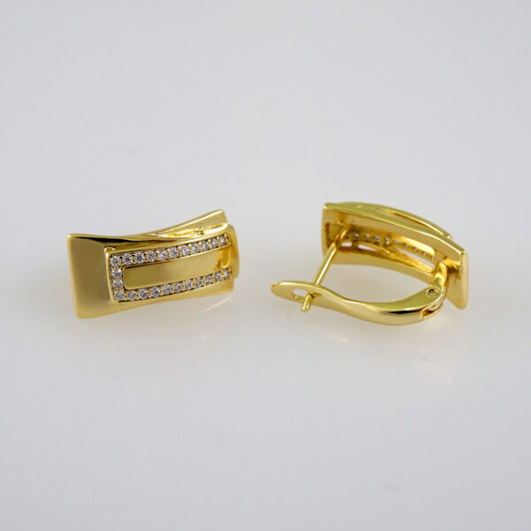 Women Earrings/ Aretes Dama/  Zircon Stone/  14k Real Color// E595 - Image 2