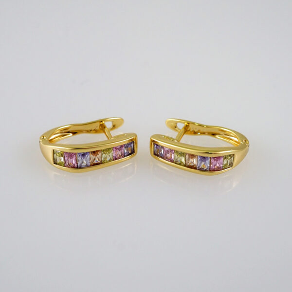 Women Earrings/ Aretes Dama/  Zircon Stone/  14k Real Color// E596