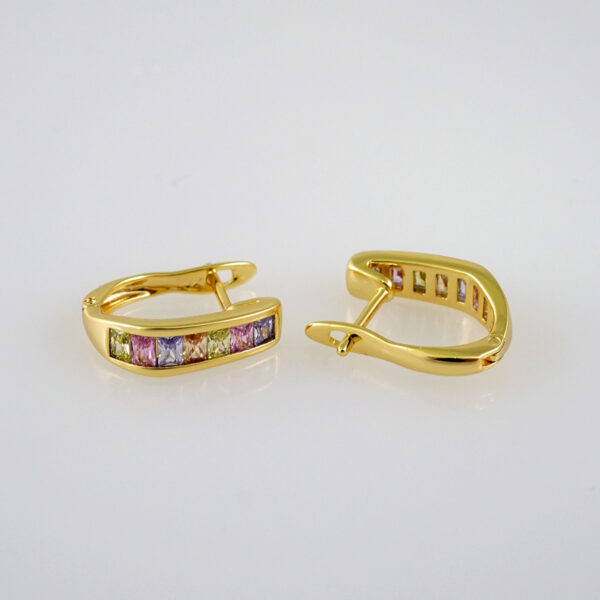 Women Earrings/ Aretes Dama/  Zircon Stone/  14k Real Color// E596 - Image 2