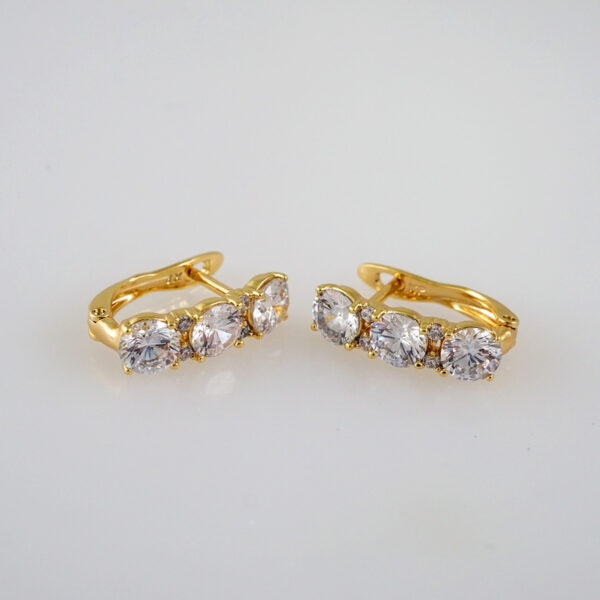 Women Earrings/ Aretes Dama/  Zircon Stone/  14k Real Color// E602