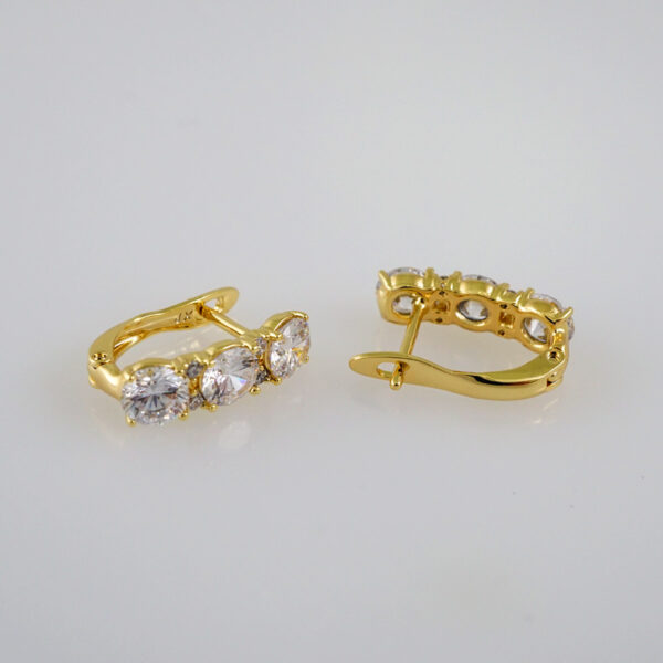 Women Earrings/ Aretes Dama/  Zircon Stone/  14k Real Color// E602 - Image 2