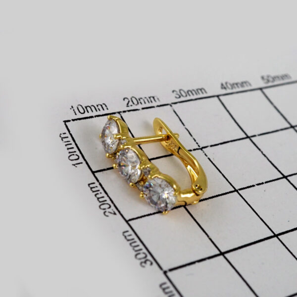 Women Earrings/ Aretes Dama/  Zircon Stone/  14k Real Color// E602 - Image 3