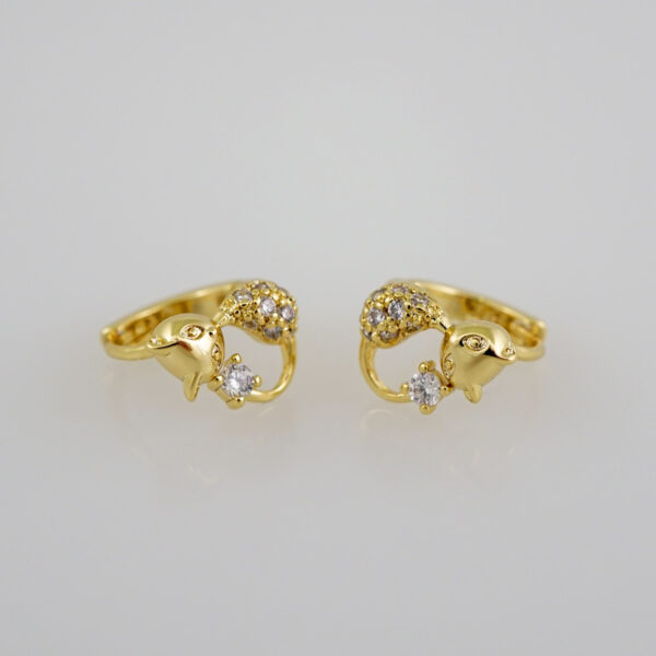 Women Earrings/ Aretes Dama/Zircon Stone/14k Real Color// E655