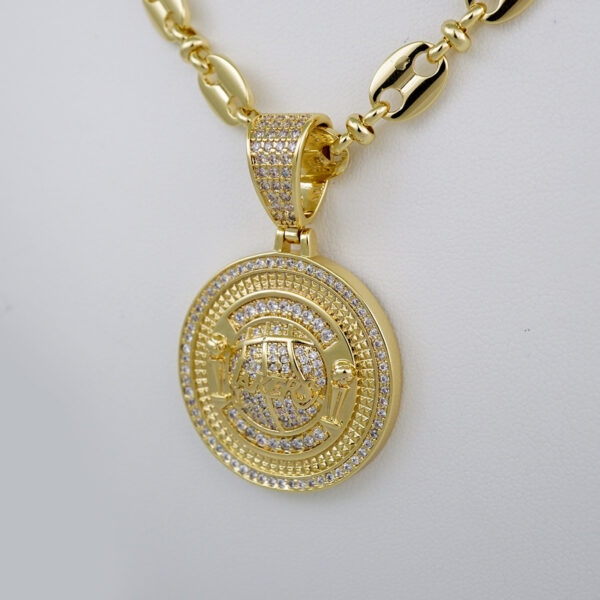 Cadenas & Colgantes/ Chain Men/Pendants/  14K Real Color/  Zircon Stone/  8mm x60cm// SET629 - Image 2
