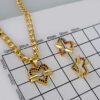 Cadenas & Colgantes & Earrings/  Chain W/Pendants /14K Real Color/Zircon Stone/ 3mmx45// SET644 - Image 4