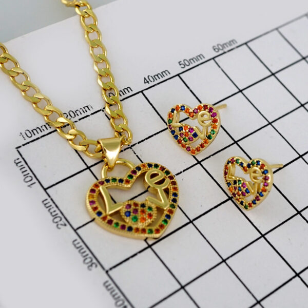 Cadenas & Colgantes & Earrings/ Chain W/Pendants /  14K Real Color/  Zircon Stone/  3mmx45// SET648