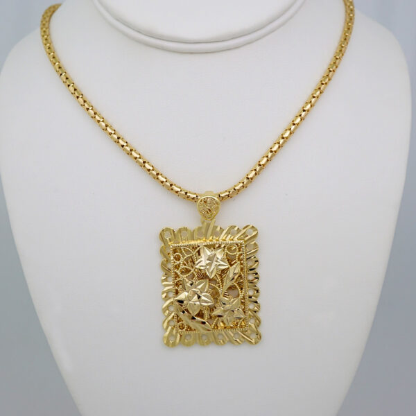 Gargantilla & Colgante / Choker W/ Pendants/ 14K Real Color/ Plain/ 4mm x 45cm// SET659