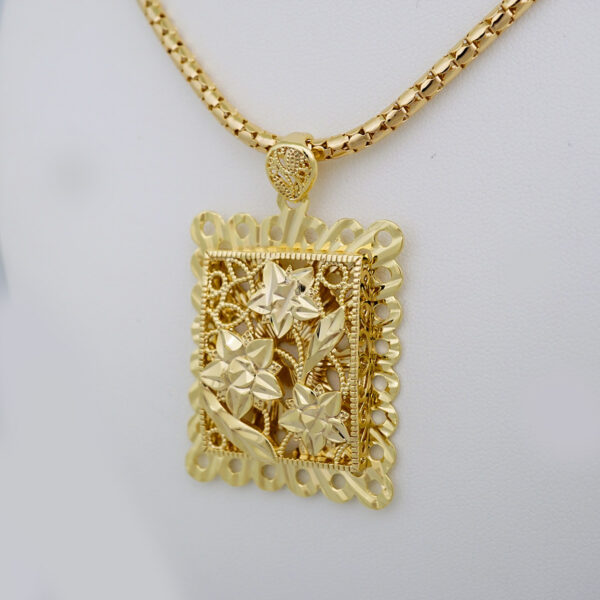 Gargantilla & Colgante / Choker W/ Pendants/ 14K Real Color/ Plain/ 4mm x 45cm// SET659 - Image 2