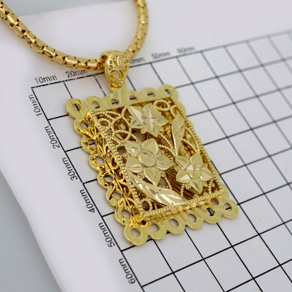Gargantilla & Colgante / Choker W/ Pendants/ 14K Real Color/ Plain/ 4mm x 45cm// SET659 - Image 3