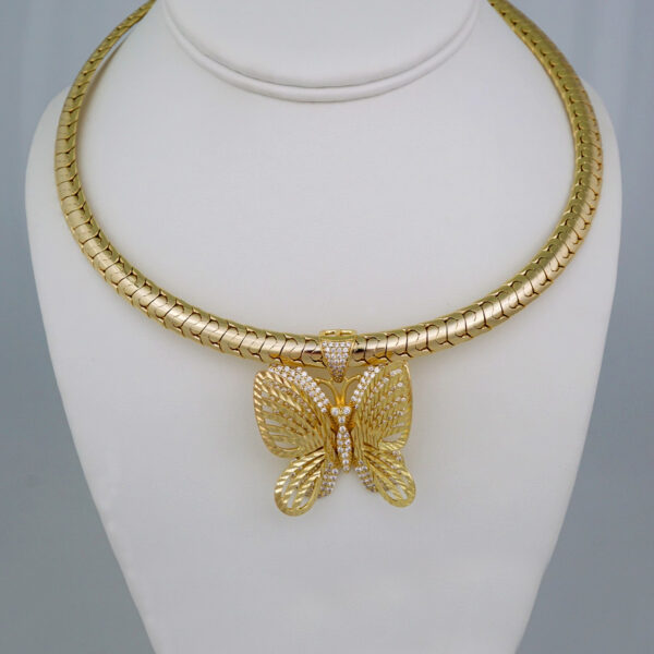 Gargantilla & Colgantes / Choker W/ Pendants/ 14K Real Color/ Zircon Stone/ 8mm x 45cm// SET683