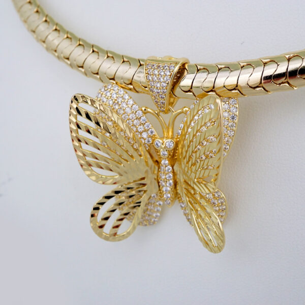 Gargantilla & Colgantes / Choker W/ Pendants/ 14K Real Color/ Zircon Stone/ 8mm x 45cm// SET683 - Image 2