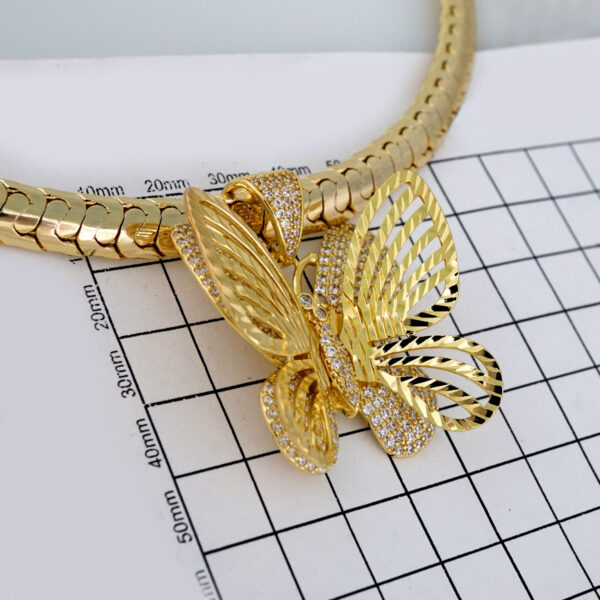 Gargantilla & Colgantes / Choker W/ Pendants/ 14K Real Color/ Zircon Stone/ 8mm x 45cm// SET683 - Image 3