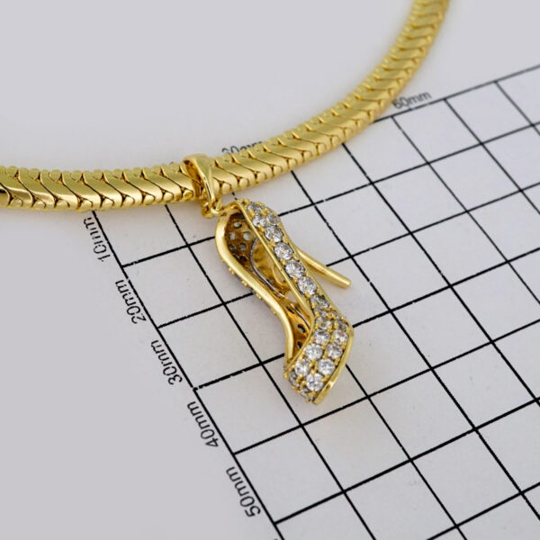 Gargantilla & Colgantes / Choker W/ Pendants/  14K Real Color/  Zircon Stone/  5mm x 45cm// SET689 - Image 3