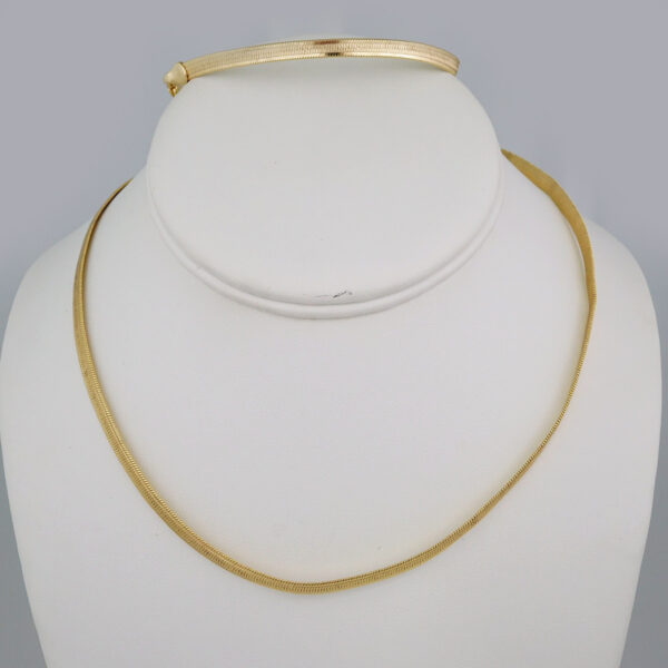 Gargantilla & Manilla / Choker W/ Bracelet/  14K Real Color/  Plain/  4mm x 45cm// SET691