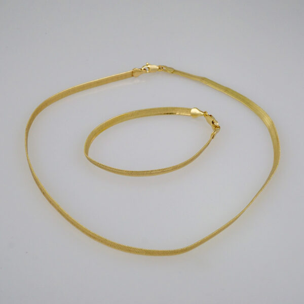 Gargantilla & Manilla / Choker W/ Bracelet/  14K Real Color/  Plain/  4mm x 45cm// SET691