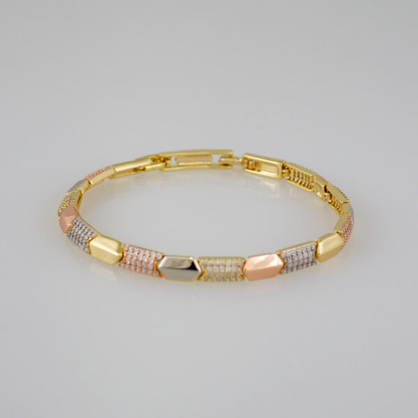 Women Bracelets/ Pulseras Dama/ Zircon Stone/ ThreeTone// B688 - Image 2