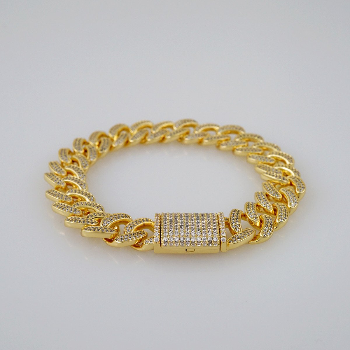 Bracelets/ Pulseras / Zircon Stone/ 14K Real Color/ 10mm/ Estilo Monaco ...