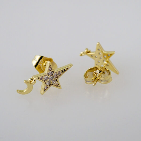 Women Earrings/ Aretes Dama/  Zircon Stone/  14k Real Color// E779