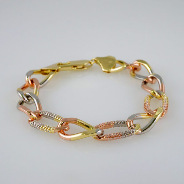 Bracelets Women/ Manillas Mujer/  Three Tone/  Zircon Stone// B768