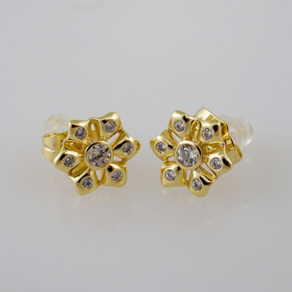 Women Earrings/ Aretes Dama/  Zircon Stone/  14k Real Color// E841