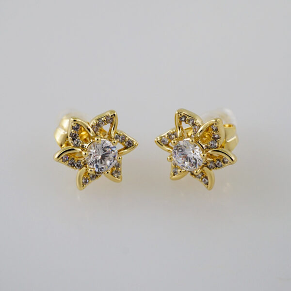 Women Earrings/ Aretes Dama/  Zircon Stone/  14k Real Color// E862