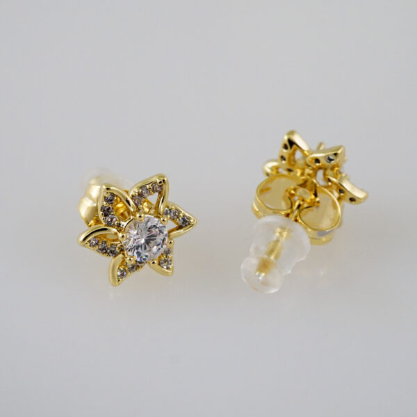 Women Earrings/ Aretes Dama/  Zircon Stone/  14k Real Color// E862