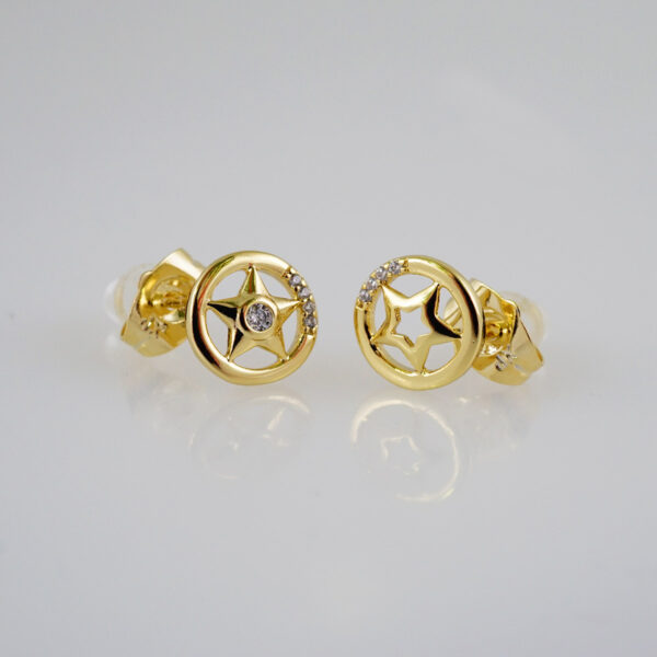 Women Earrings/ Aretes Dama/  Zircon Stone/  14k Real Color// E828