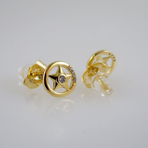 Women Earrings/ Aretes Dama/  Zircon Stone/  14k Real Color// E828