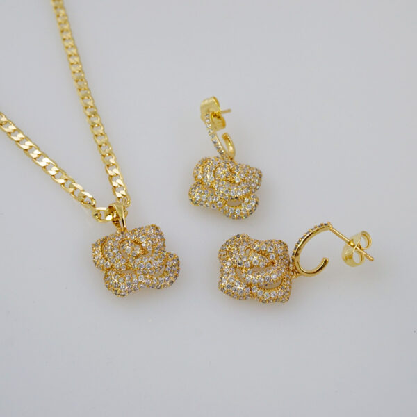 Cadenas & Colgantes & Earrings/ Chain W/Pendants /14K Real Color/ Zircon Stone/ 3mmx45cm// SET823