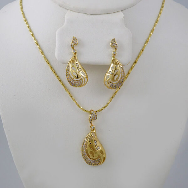 Cadenas & Colgantes & Earrings/ Chain W/Pendants /  14K Real Color/  Zircon Stone/  3mmx45cm//SET824