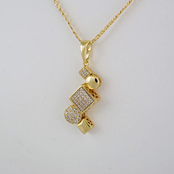 Cadenas & Colgantes & Earrings/ Chain W/Pendants /  14K Real Color/  Zircon Stone/  2mmx45cm// SET842