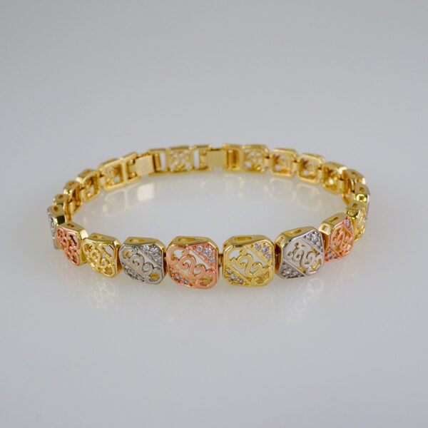 Women Bracelets/ Pulseras Dama/  Zircon Stone/  Three Tone// B833