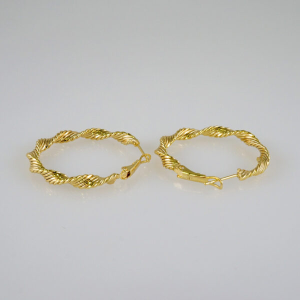 Women Earrings/ Aretes Dama/  Plain/  14k Real Color// E932 - Image 2