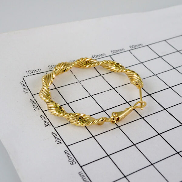 Women Earrings/ Aretes Dama/  Plain/  14k Real Color// E932 - Image 3
