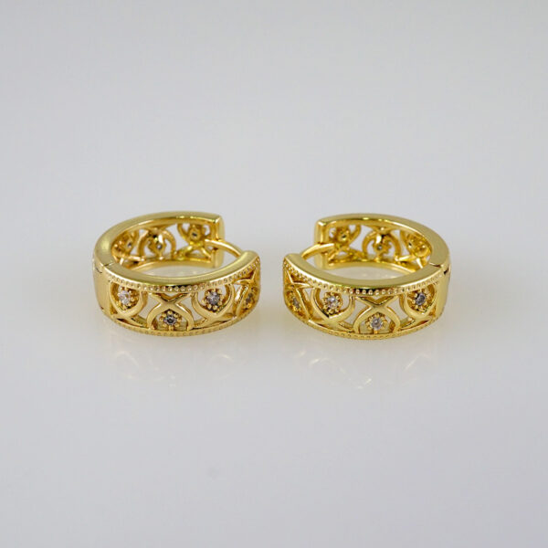 Women Earrings/ Aretes Dama/  Zircon Stone/  14k Real Color// E933