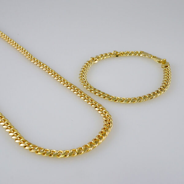 Cadenas & Pulseras/ Chain Men/ 14K Real Color/ Plain/ 6mm x 60cm/ Cuban Link// SET878 - Image 3