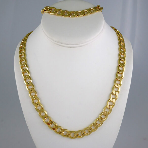 Cadenas & Pulseras/ Chain Men/ 14K Real Color/ Plain/ 10mm x 60cm// SET879