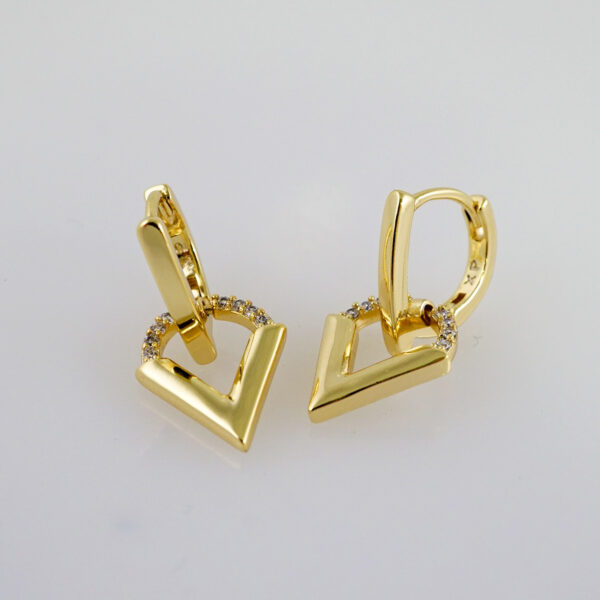 Women Earrings/ Aretes Dama/  Zircon Stone/  14k Real Color// E993