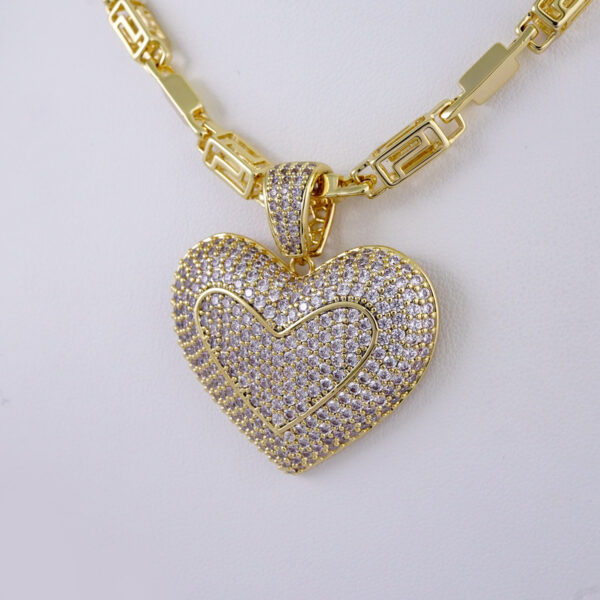 Gargantilla & Colgantes / Choker W/ Pendants/ 14K Real Color/ Zircon Stone/ 6mm x 45cm// SET962 - Image 2