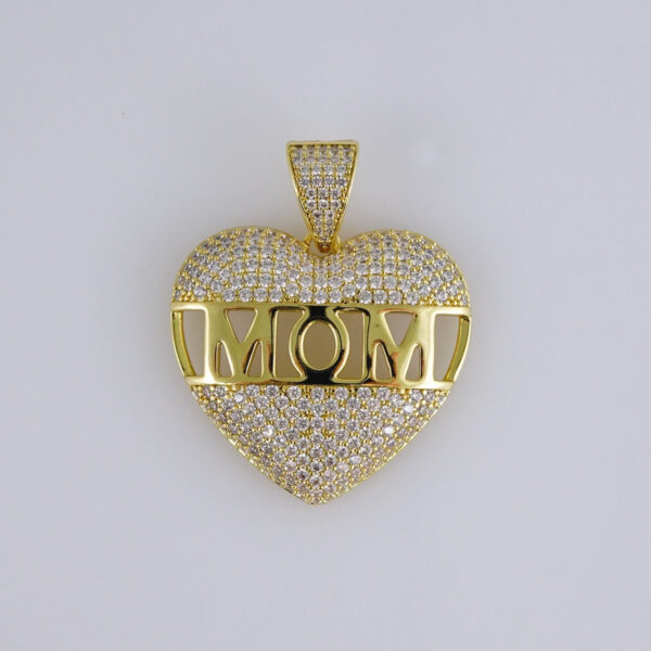 Pendants / Colgantes/  Zircon Stone/  14K Real Color/  Corazon Mom// PEN137