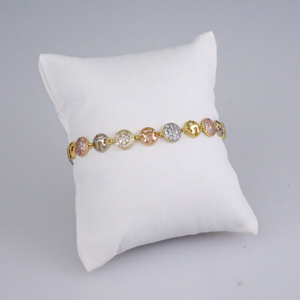 Woman Bracelets/ Pulseras Dama/  Zircon Stone/  Three Tone// B929